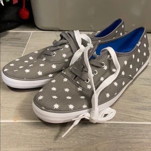 Gray and White Ked Shoes